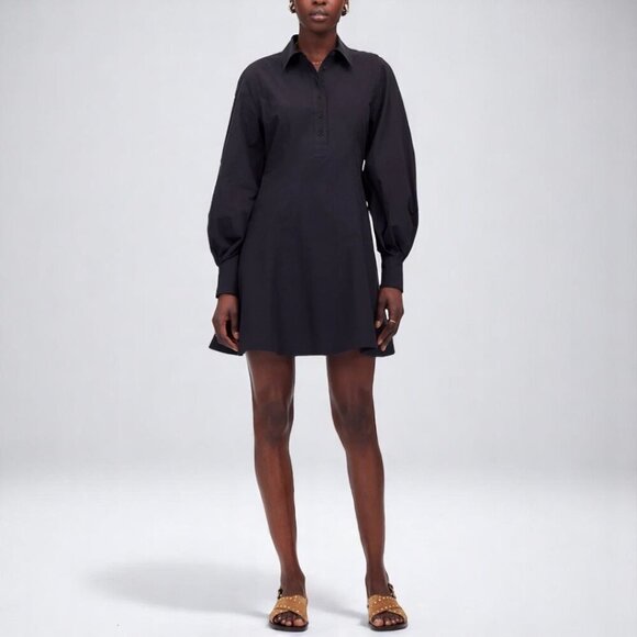 Madewell Seamed Long-Sleeve Mini Shirtdress in Poplin Size 8 - Picture 1 of 12